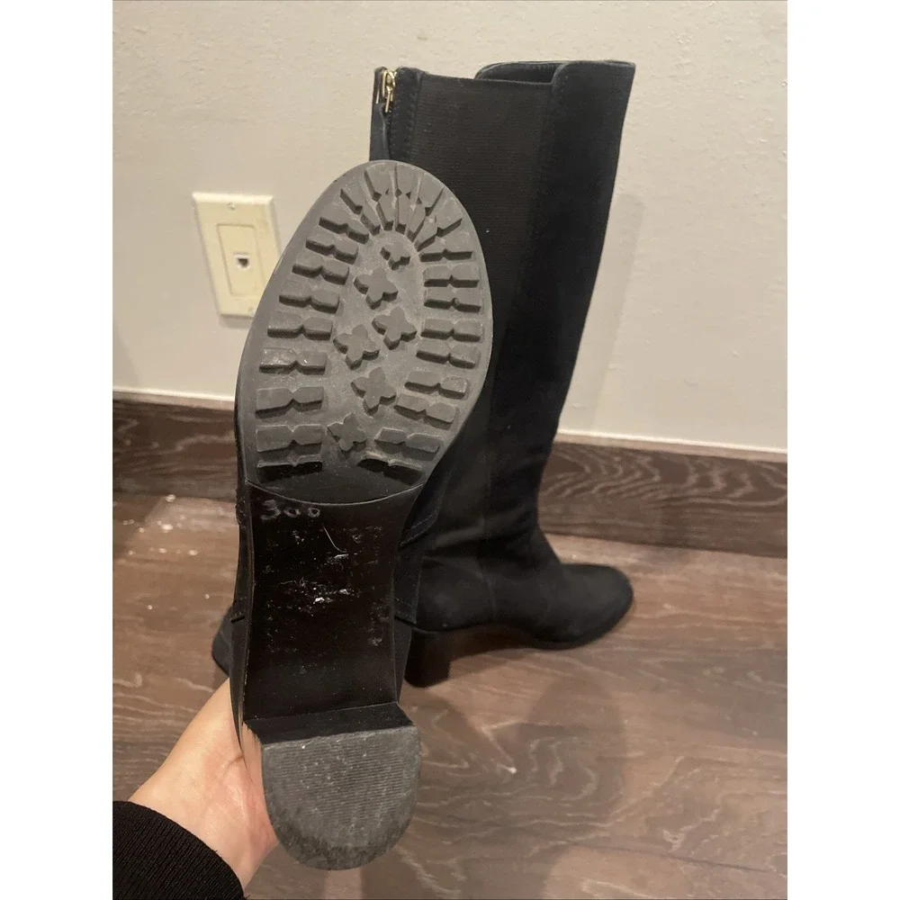 Tory Burch Womens Black Round Toe Knee High‎ Zipper Riding Boots No Size